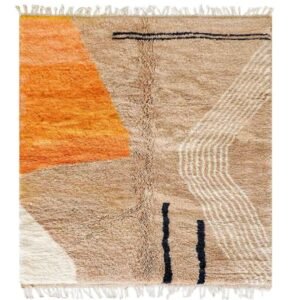 Brown Wool Rug - Authentic Moroccan style Design Brown Wool Rug - Authentic Moroccan Abstract Design