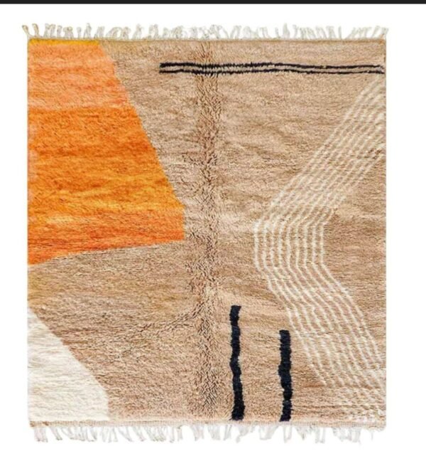 Brown Wool Rug - Authentic Moroccan style Design Brown Wool Rug - Authentic Moroccan Abstract Design