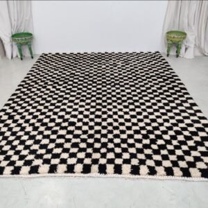 Handwoven Wool Rug Black and White Checkered Rug – Handwoven Wool Rug