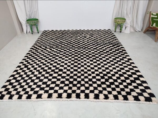 Handwoven Wool Rug Black and White Checkered Rug – Handwoven Wool Rug