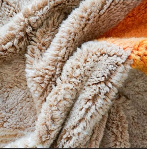 Moroccan Abstract Design Brown Wool Rug - Authentic Moroccan Abstract Design